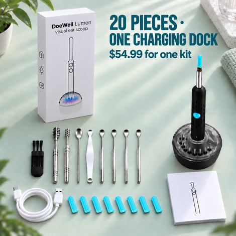 DoeWell Lumen - Visual Ear Cleaning Kit with UV Charging Dock