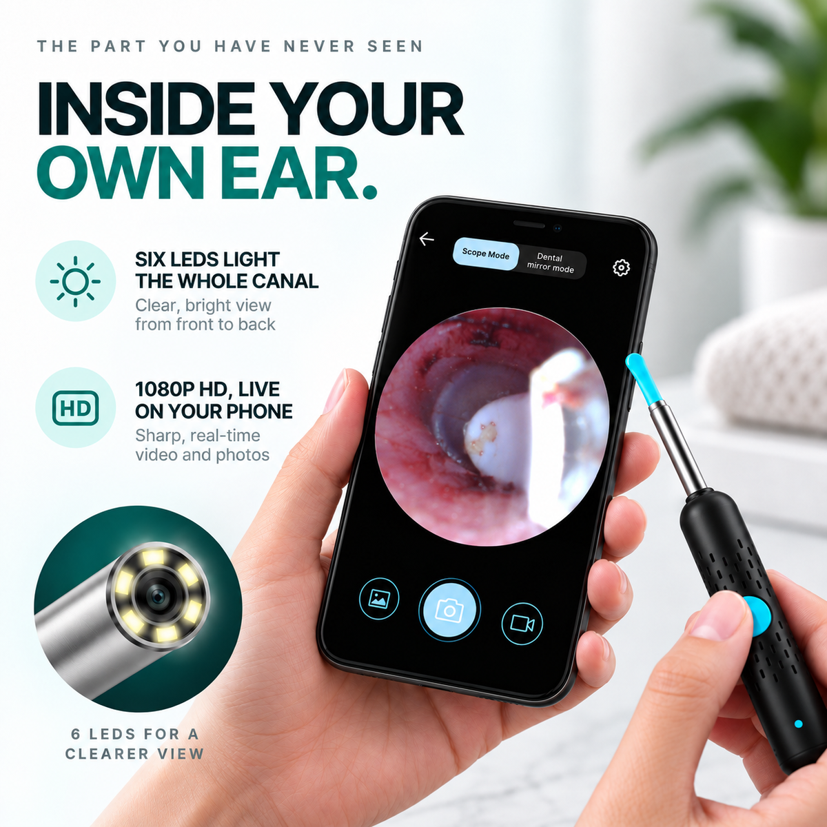 An ear wax removal camera that puts the canal on your phone screen